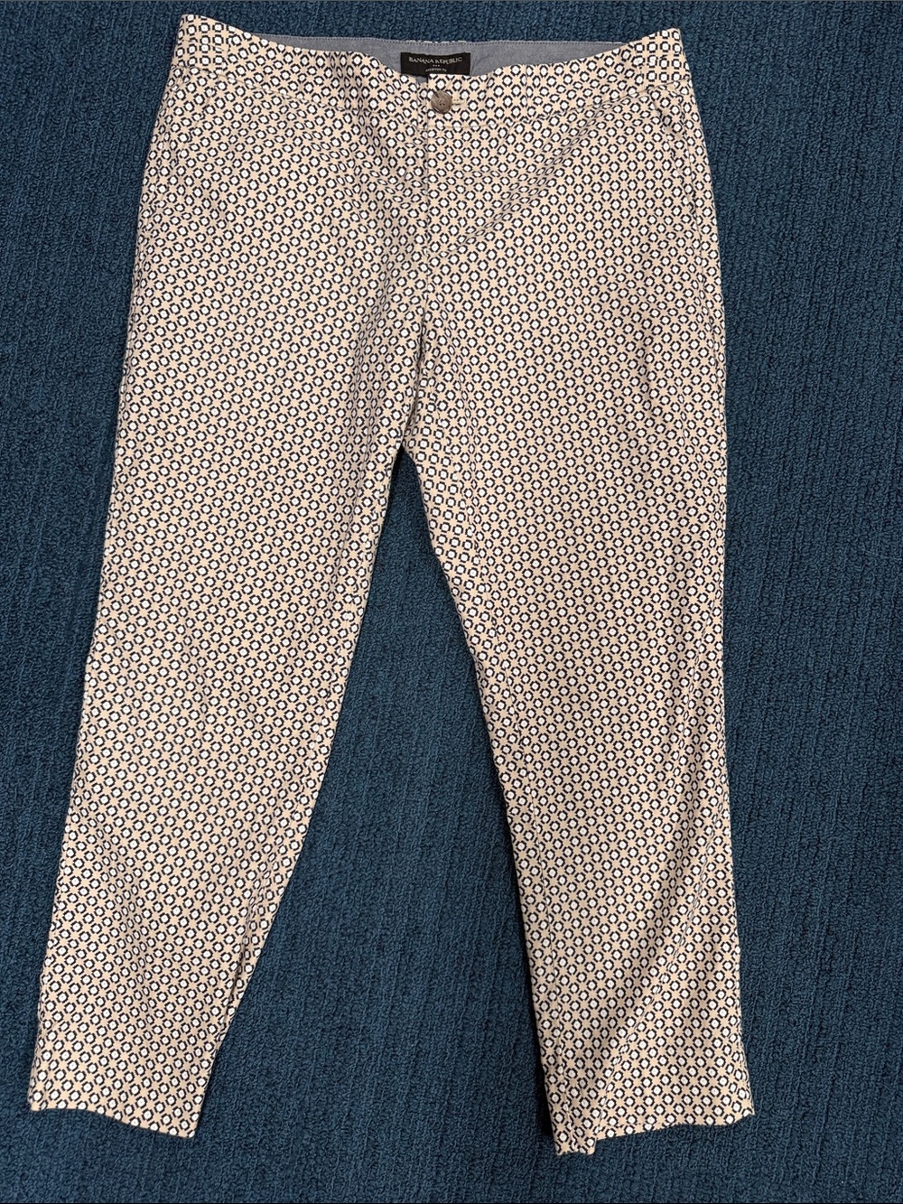 Banana Republic Beige Chino Pants with Navy Geometric Print